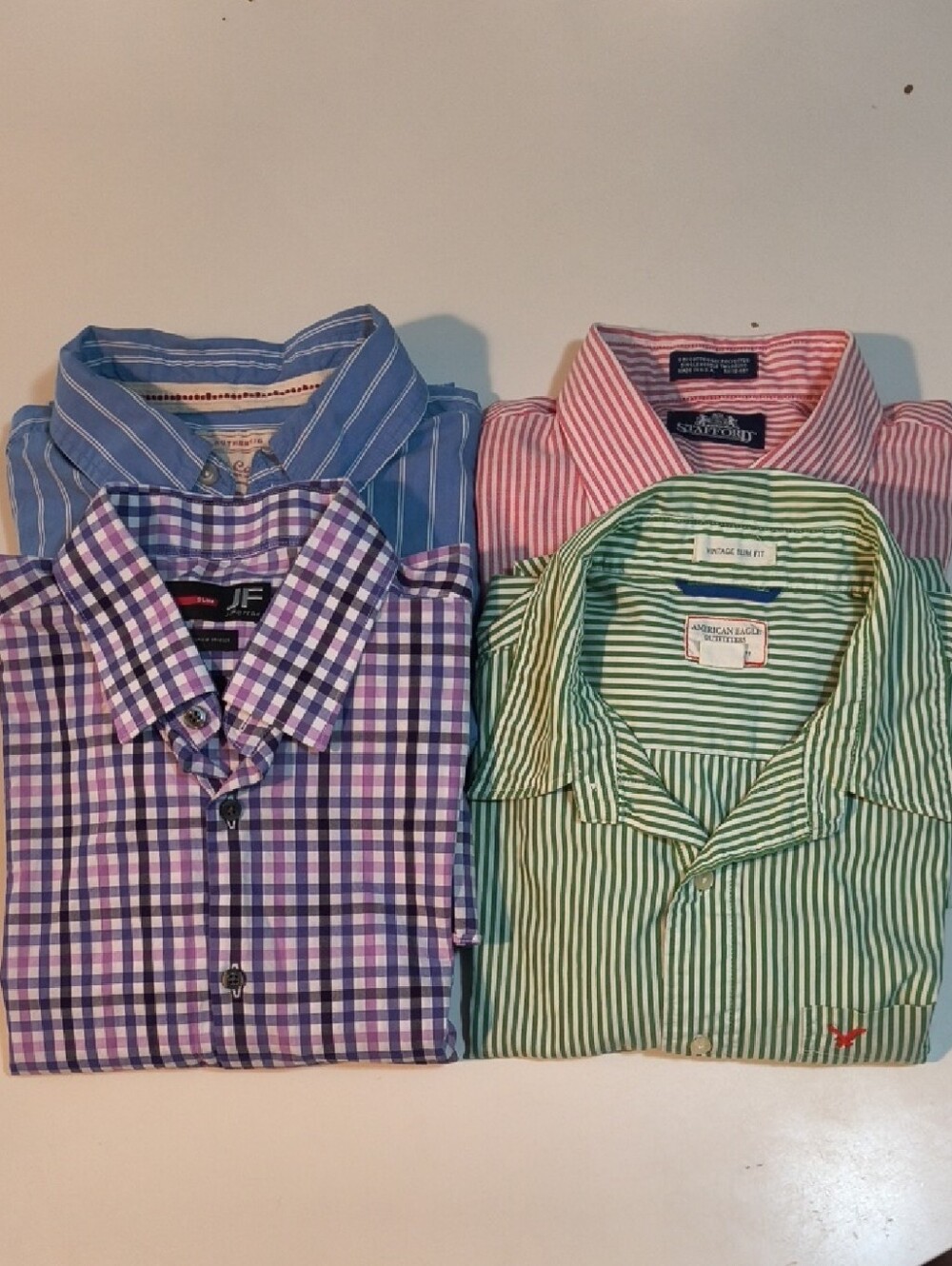 Bundle Men's Button-Down Shirts - Blue, Pink, Purple, Green Long Sleeves